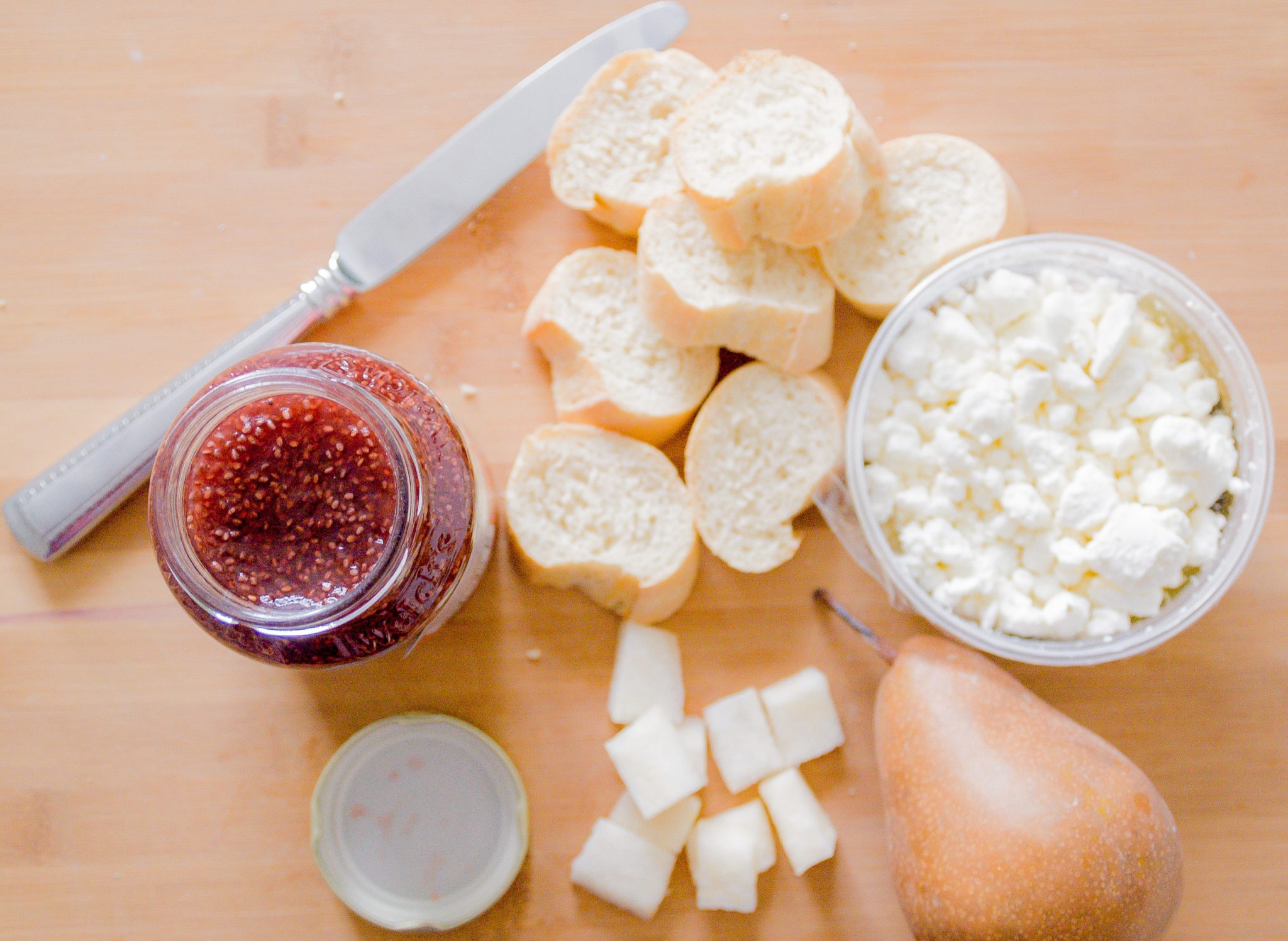Strawberry Pear Goat Cheese Crostini